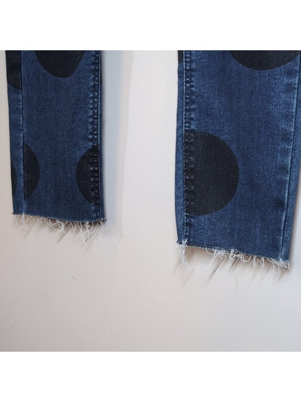 ZARA Trafaluc Denim Makers Polka Dot Skinny Jeans Cropped Blue Black Size 4 - Picture 6 of 10